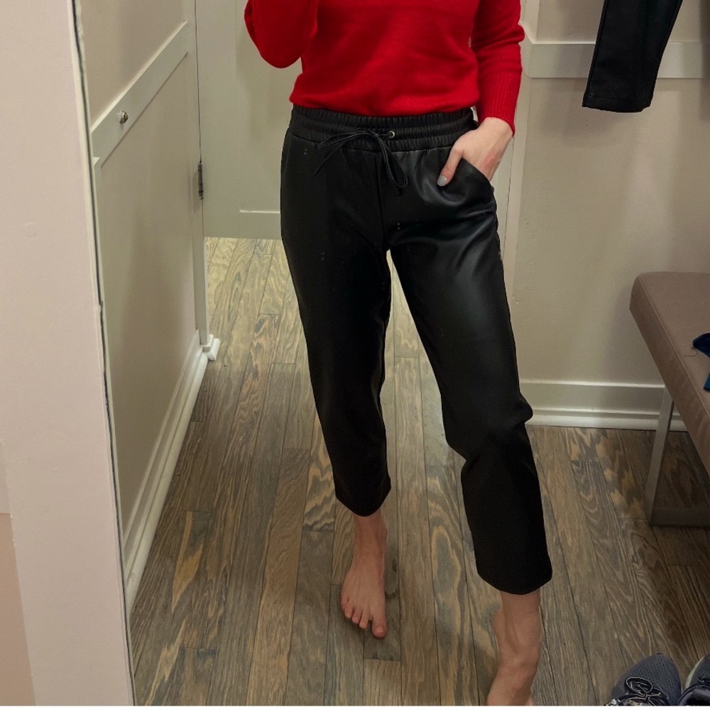 LOFT Black Faux Leather Joggers